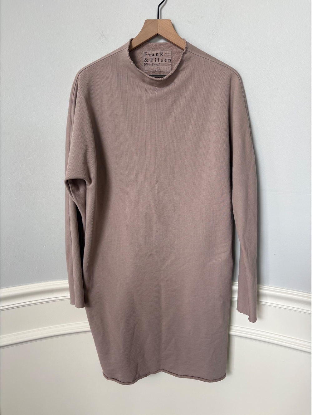 Frank & Eileen Izzie Triple Fleece Mock Neck Sweatshirt Dress Mauve L NWOT